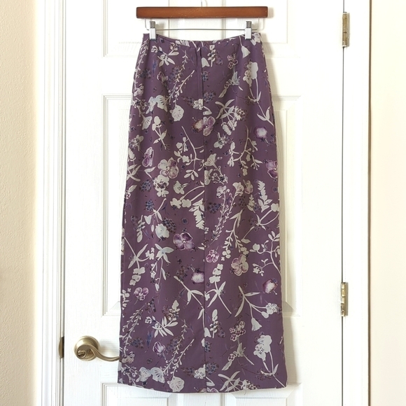 A. Byer 90's Vintage Lightweight Floral High Waist Straight Maxi Skirt Purple 7 - Picture 8 of 12